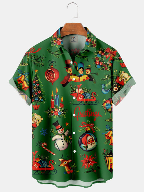 Men's Christmas Funny Graphic Short Sleeve Hawaiian Shirt